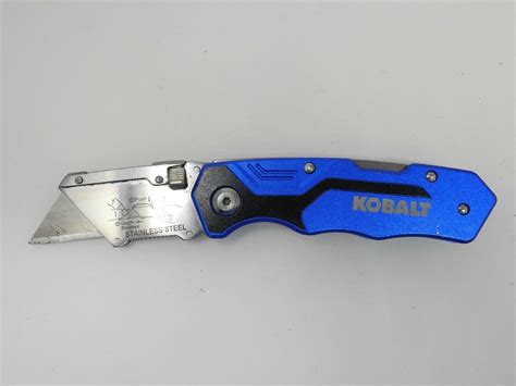 kobalt stainless steel box cutter|kobalt folding box cutter.